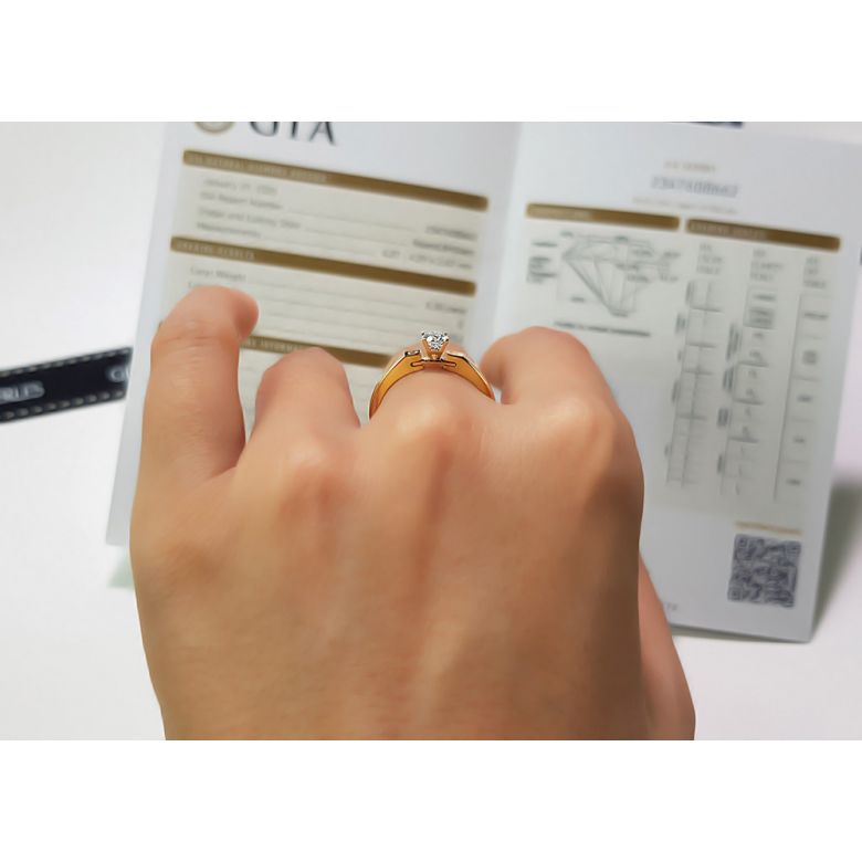 Bague solitaire or jaune - Diamant 0.30ct - 13