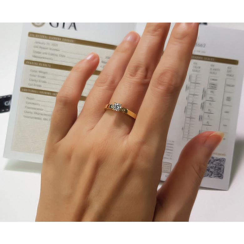 Bague solitaire or jaune - Diamant 0.30ct - 2