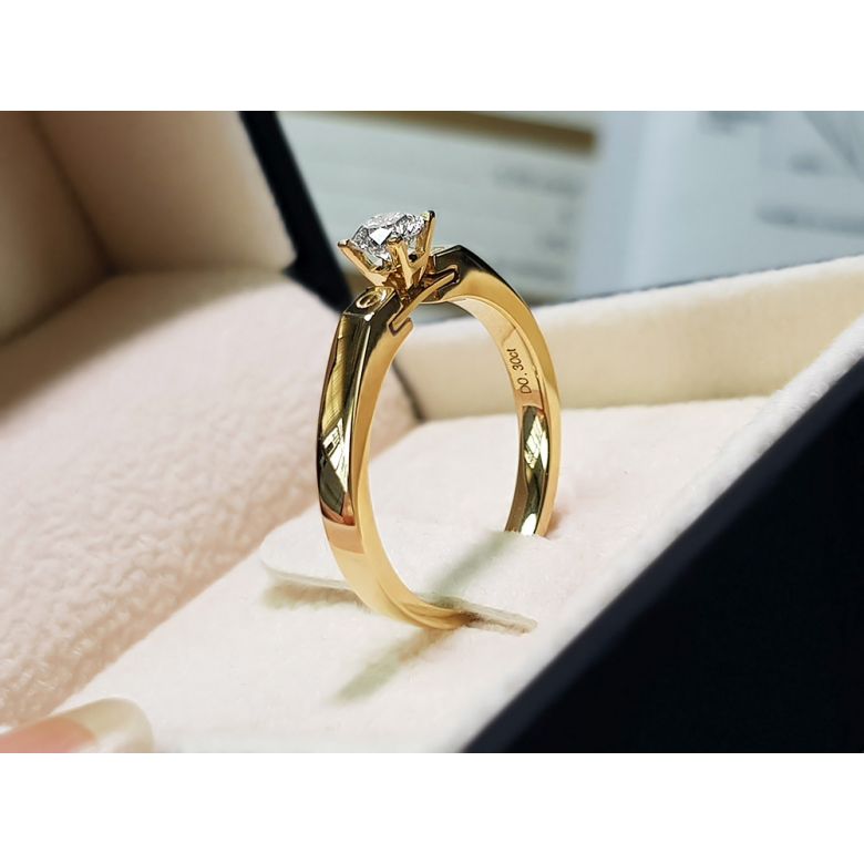 Bague solitaire or jaune - Diamant 0.30ct - 6