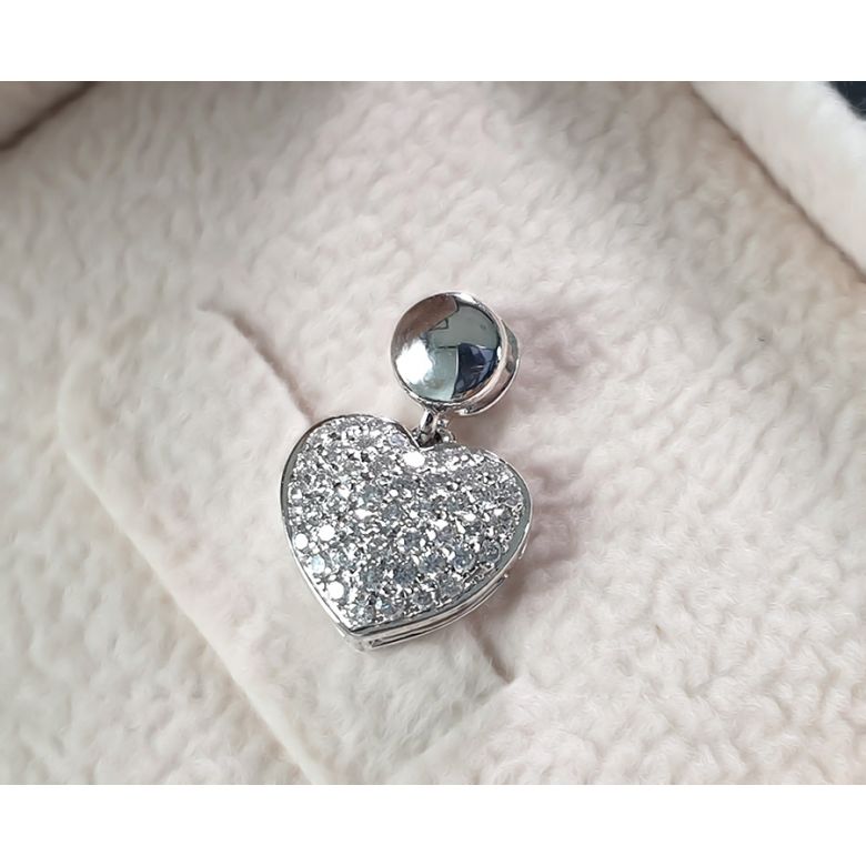 Pendentif coeur pavé de diamants - Or blanc et diamants 0.23ct - 4