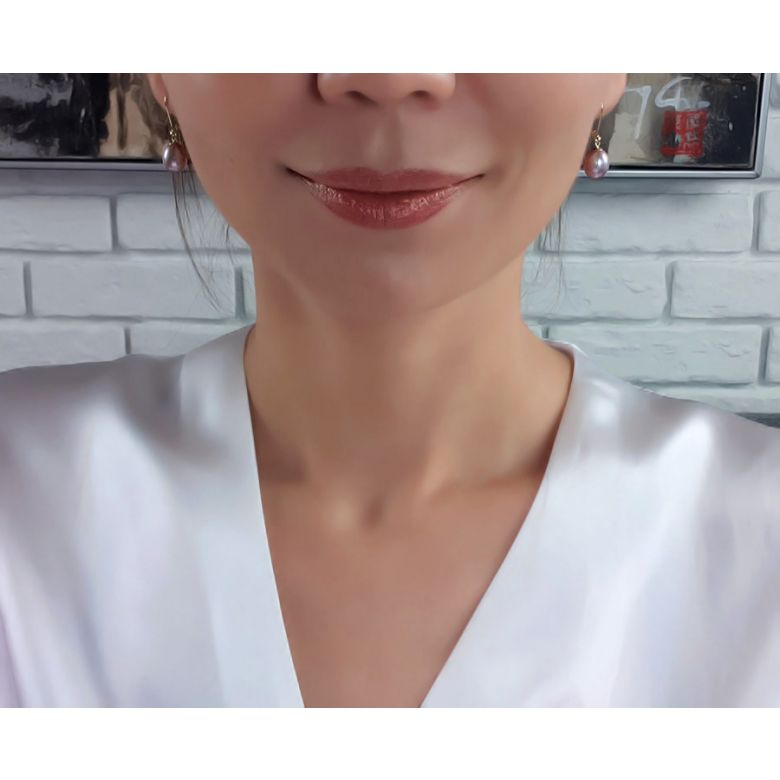 Dormeuses perles de culture lavandes Chine - Or jaune et Perles 8.5/9mm - 3