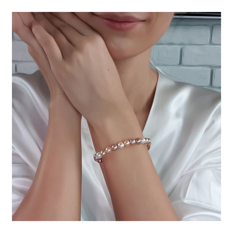 Bracelet perles de Chine - Perles multicolores d'eau douce - 6.5/7mm - 3