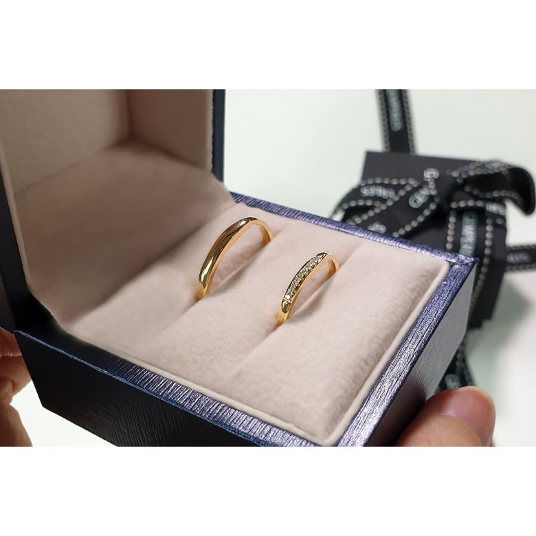 Alliance bague facettée - Alliance diamant Femme - Or jaune - 2