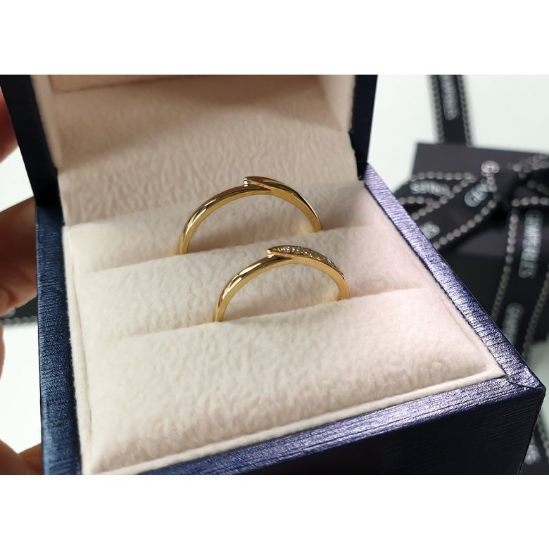 Alliance bague facettée - Alliance diamant Femme - Or jaune - 4