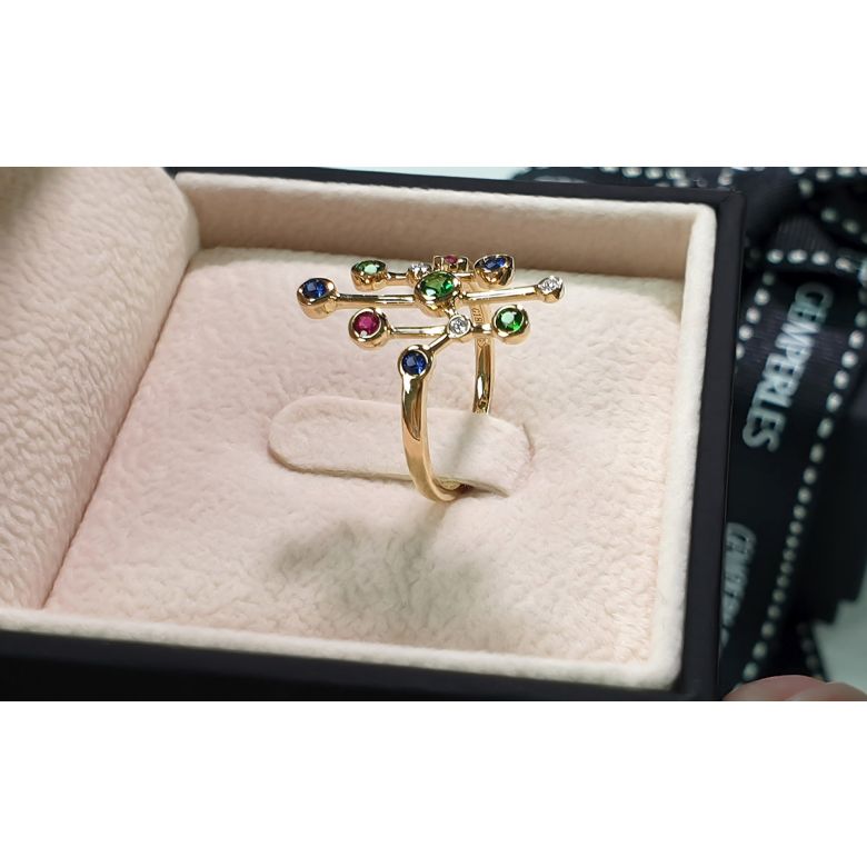 Bague gouttes d’amour. Or jaune, pierres précieuses - 9