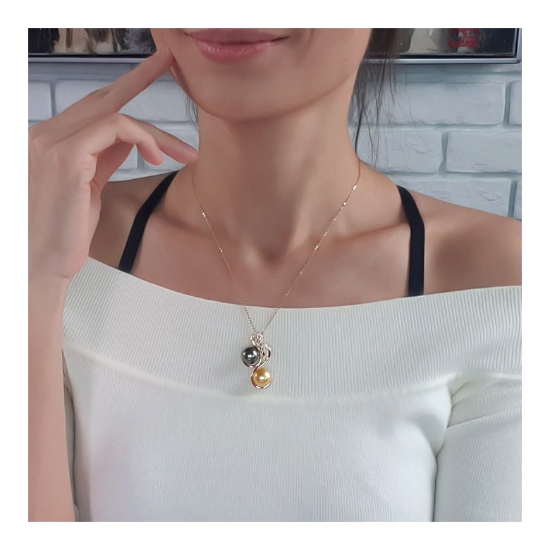 Pendentif Cygnes Perles des Mers du Sud, Or Jaune - 2