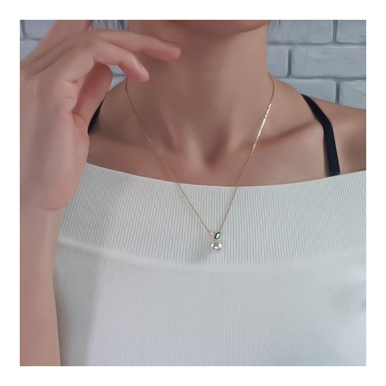 Pendentif perle Akoya. Or jaune, diamants et Péridot - 6