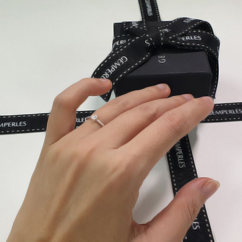 Bague solitaire diamant tressée Or blanc - 6