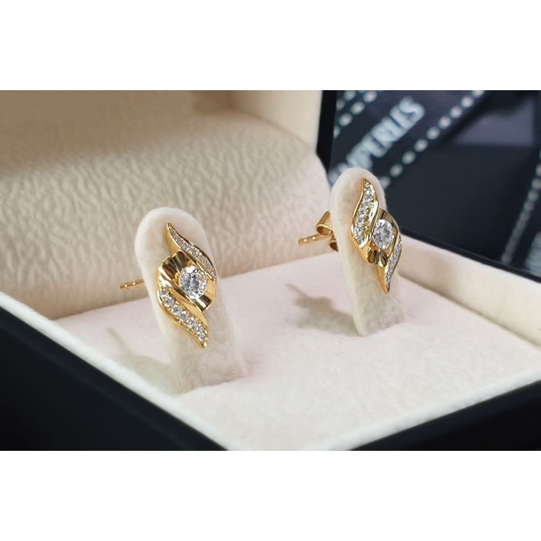 Boucles d'oreilles pendantes. Or jaune Diamants. Carat personnalisable - 3