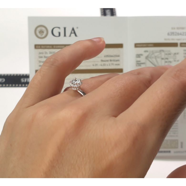 Solitaire Captivante Renoncule - Bague Diamanté & Or Blanc | Gemperles - 7