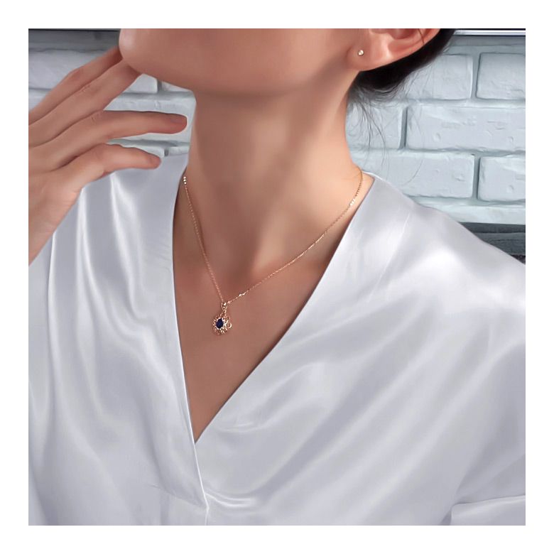 Bijou pendentif fleur - Or jaune 18 carats - Saphir - 7