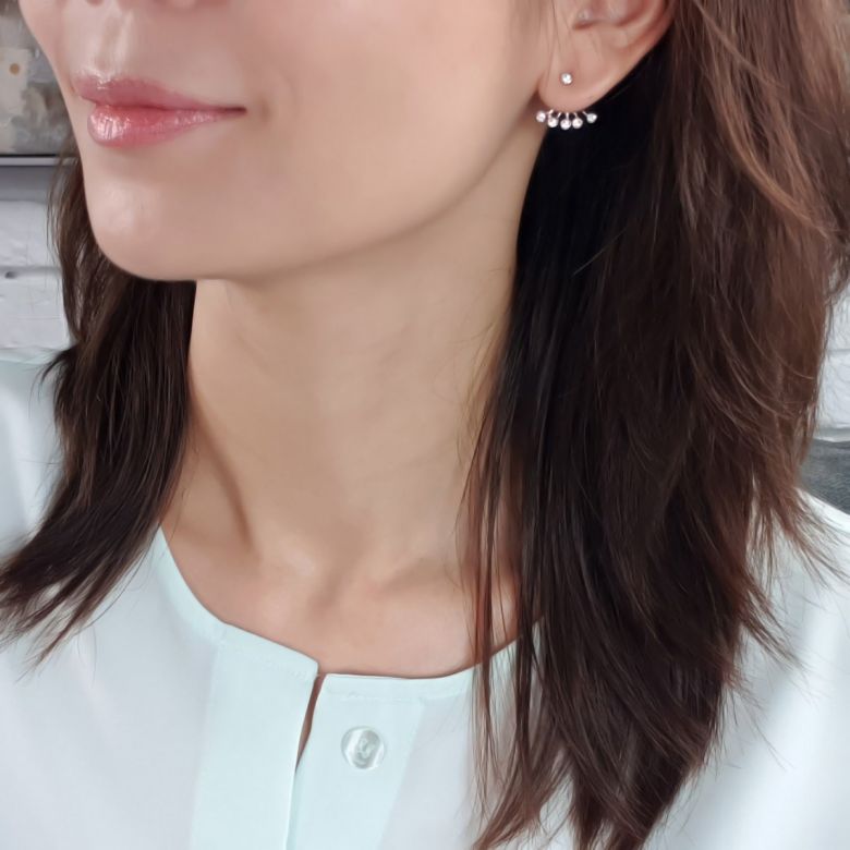 Puces et pendants or blanc diamants. Tentacules - 7