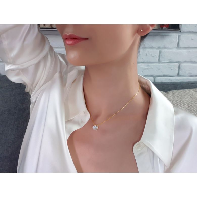 Pendentif Lotus du Japon. Perle Akoya 2 Ors - 4