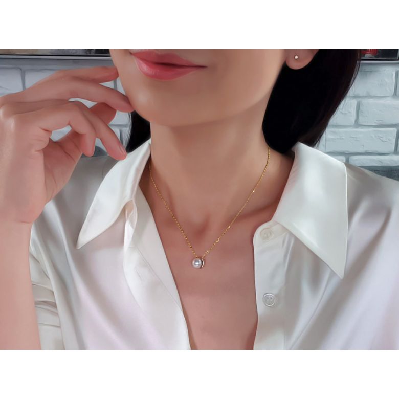 Pendentif Lotus du Japon. Perle Akoya 2 Ors - 3