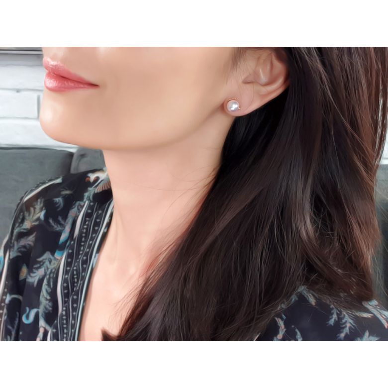 Boucles d'oreilles Carrées Or jaune et perles Akoya Japon - 2