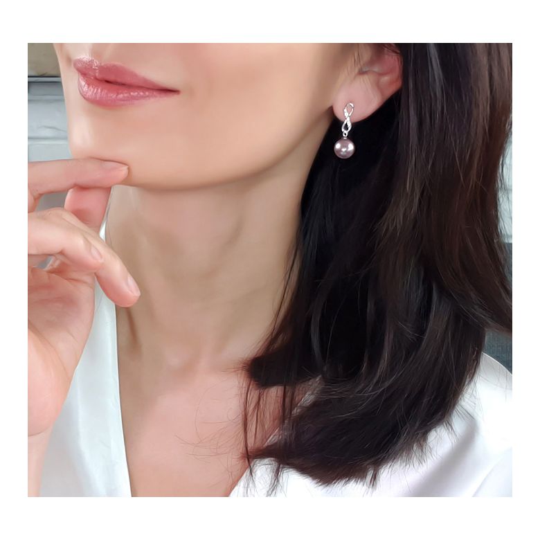 Boucles d'oreilles Bamboo - Pendants oreilles perles & Or blanc - 6