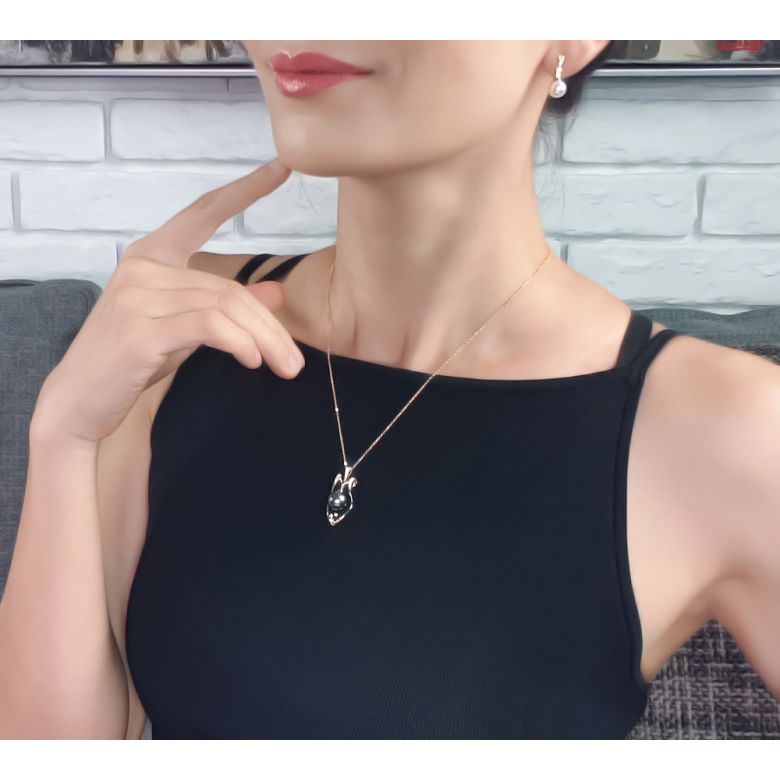 Pendentif Protection bouclier. Perle de Tahiti, Or jaune - 3