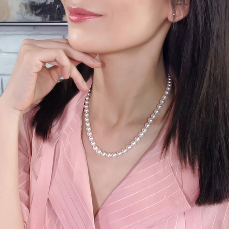 Collier perles Akoya blanches - Perle fine cultivée au Japon - 7/7.5mm - 4