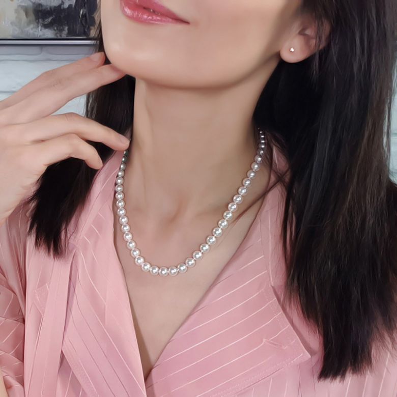 Collier perles Akoya blanches - Perle fine cultivée au Japon - 7/7.5mm - 5