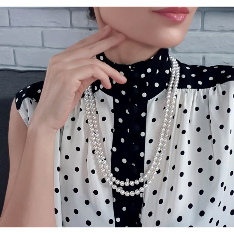 Collier perles 2 rangs - Collier perles mariage - 6.5/7mm - 4