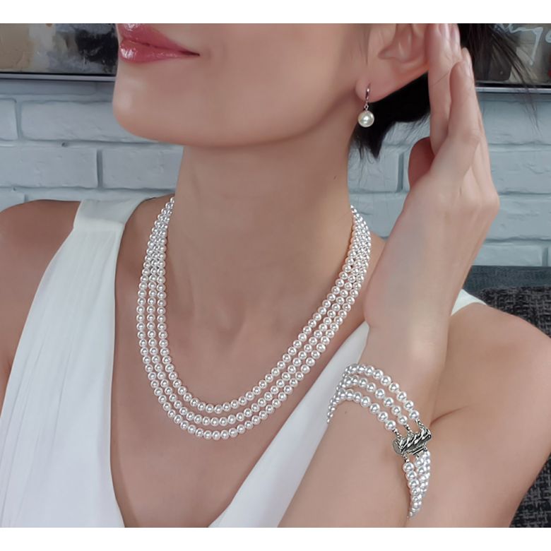 Parure Chabada I Collier, Bracelet & Boucles perles I 5/5.5mm, AAA - 1