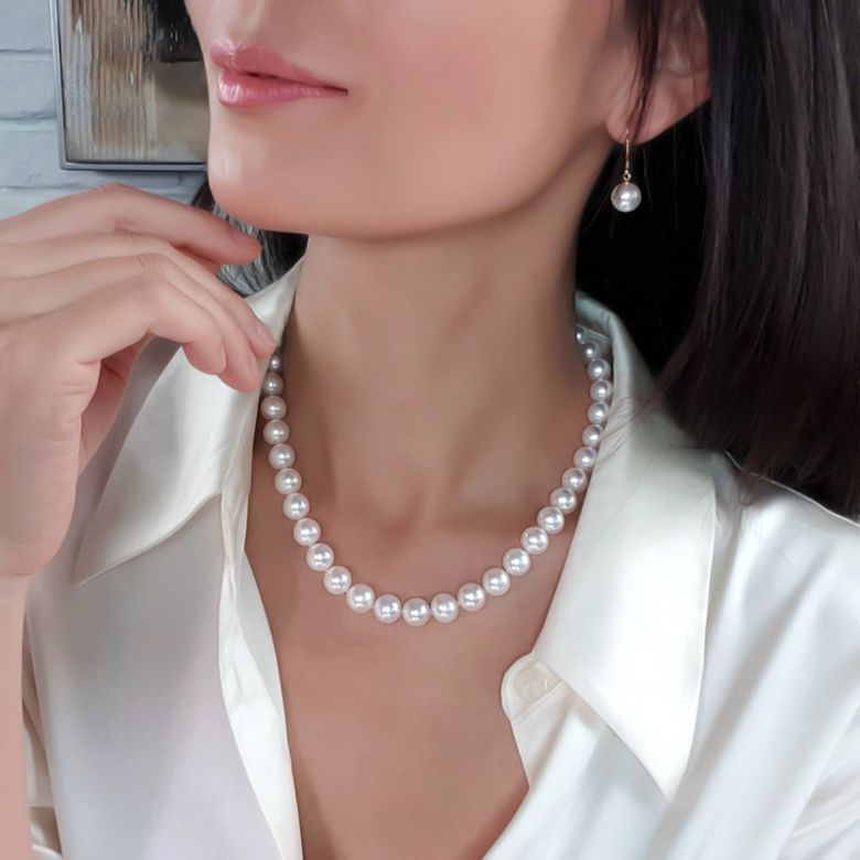 Collier grosse perle - Collier mariage perle blanche - 9.5/10.5mm - 3