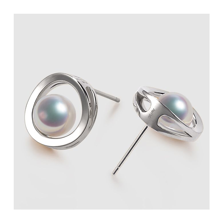 Pendentif et Boucles Himiko. Perles Akoya, Or blanc, diamants.  - 4