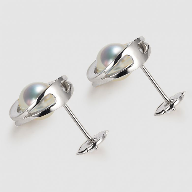 Pendentif et Boucles Himiko. Perles Akoya, Or blanc, diamants.  - 5