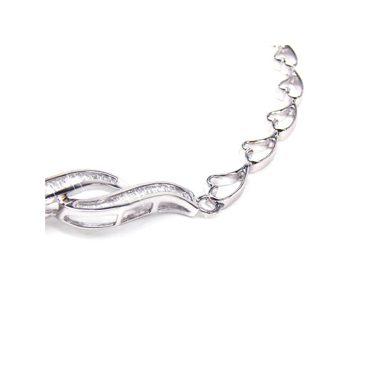 Collier or blanc maille coeur et diamants - Perle australie dorée - 4