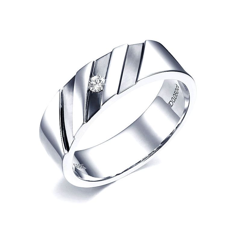 Bague stylisée homme or gris - Or blanc 18cts & Diamant | Marcus - 1