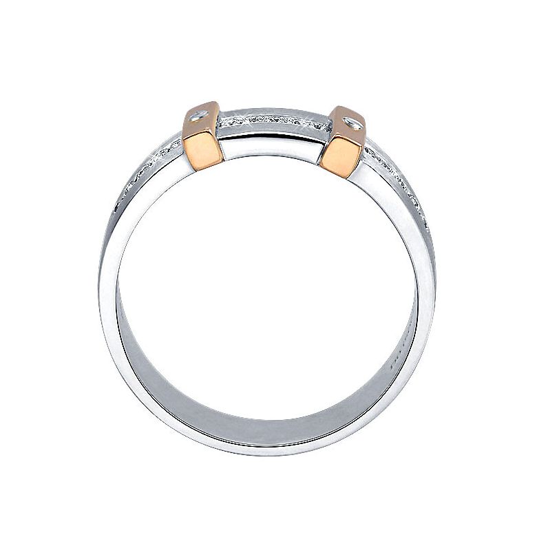 Bague pour hommes - Or blanc - Barrettes cloutées or rose - Diamants - 2