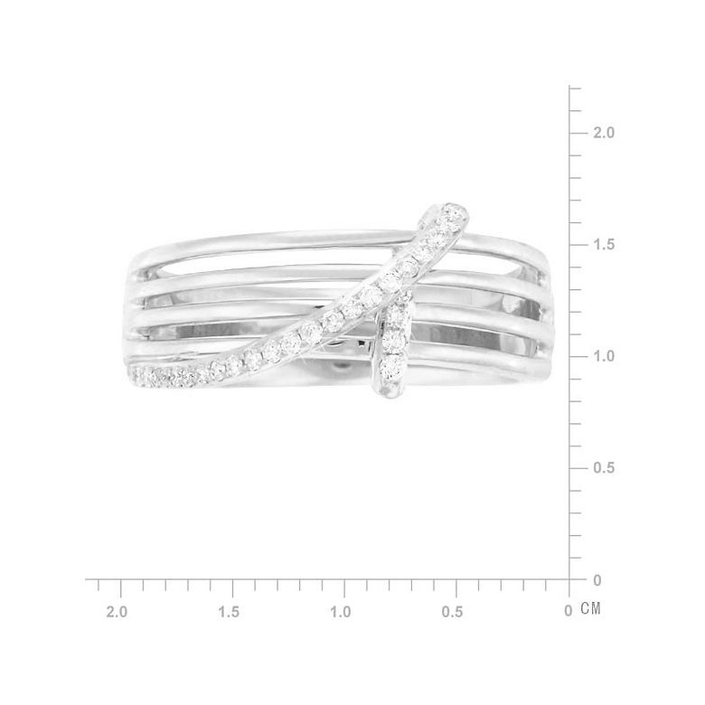 Bague 4 anneaux liés - Or blanc - Diamants sertis grains - 2