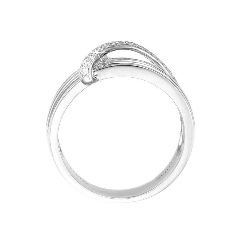 Bague 4 anneaux liés - Or blanc - Diamants sertis grains - 3