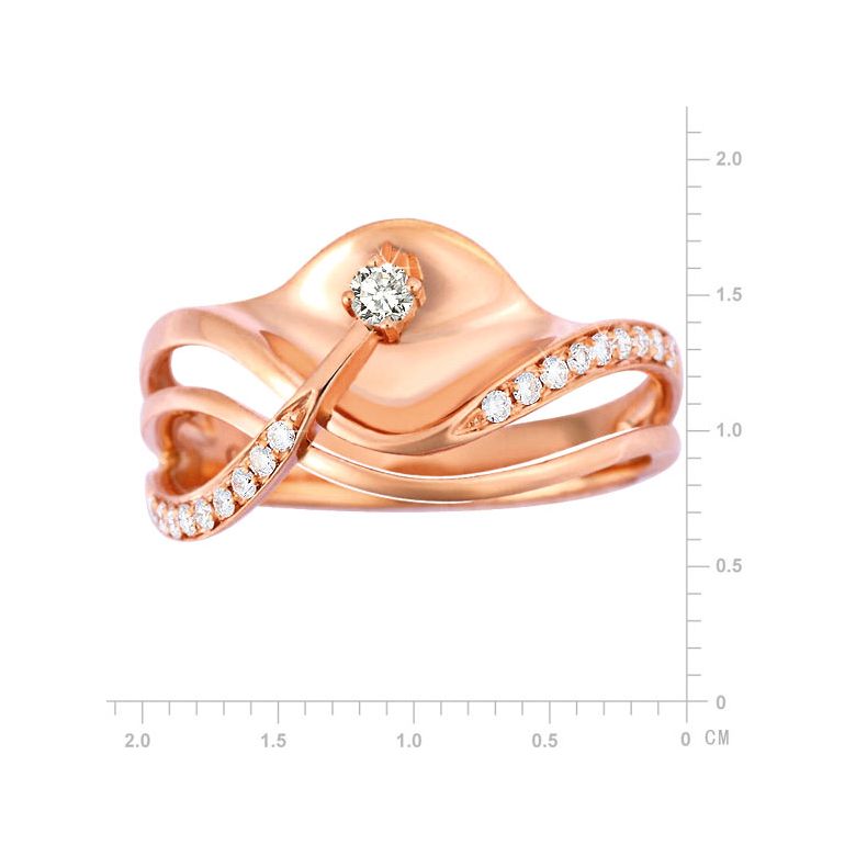 Bague or diamant - Or rose 18 carats - Diamants 0.109ct - 2