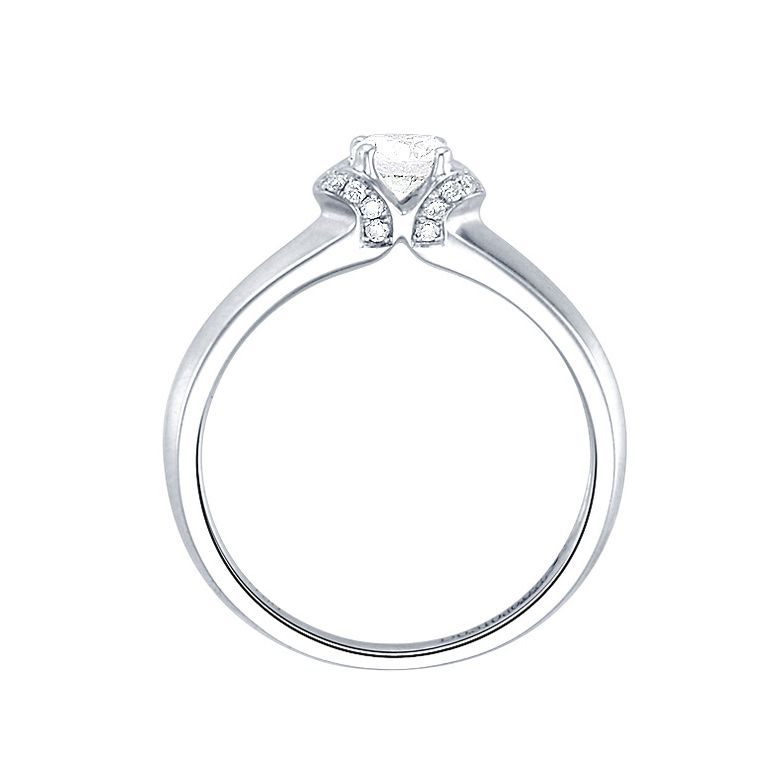 Solitaire or - Bague or blanc pourtour en diamants 0.385ct - 2