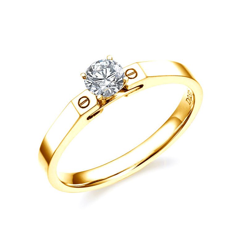 Bague solitaire or jaune - Diamant 0.30ct - 1