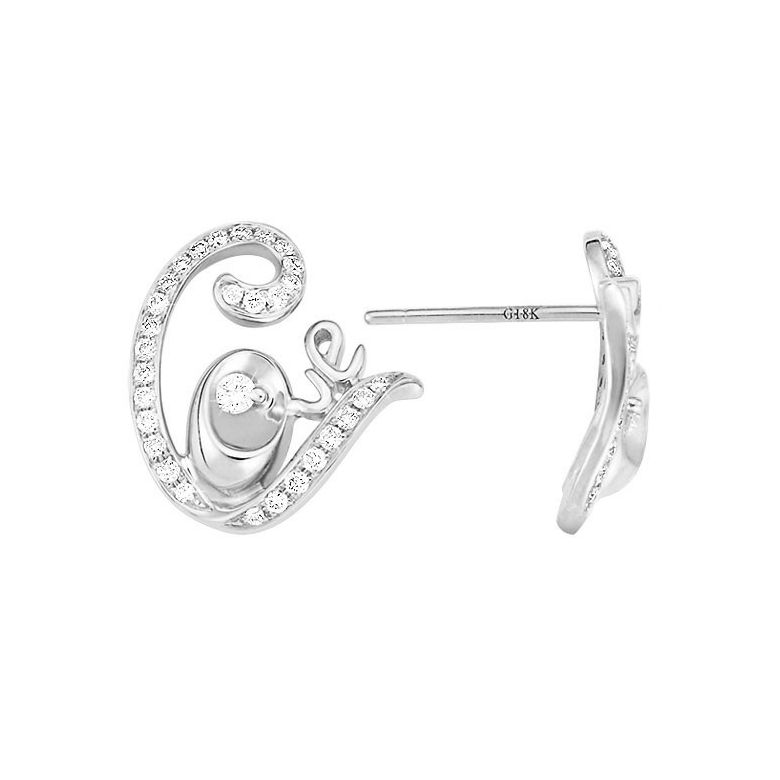 Boucles d'oreilles séduction - Pendants Love or blanc avec diamants - 1