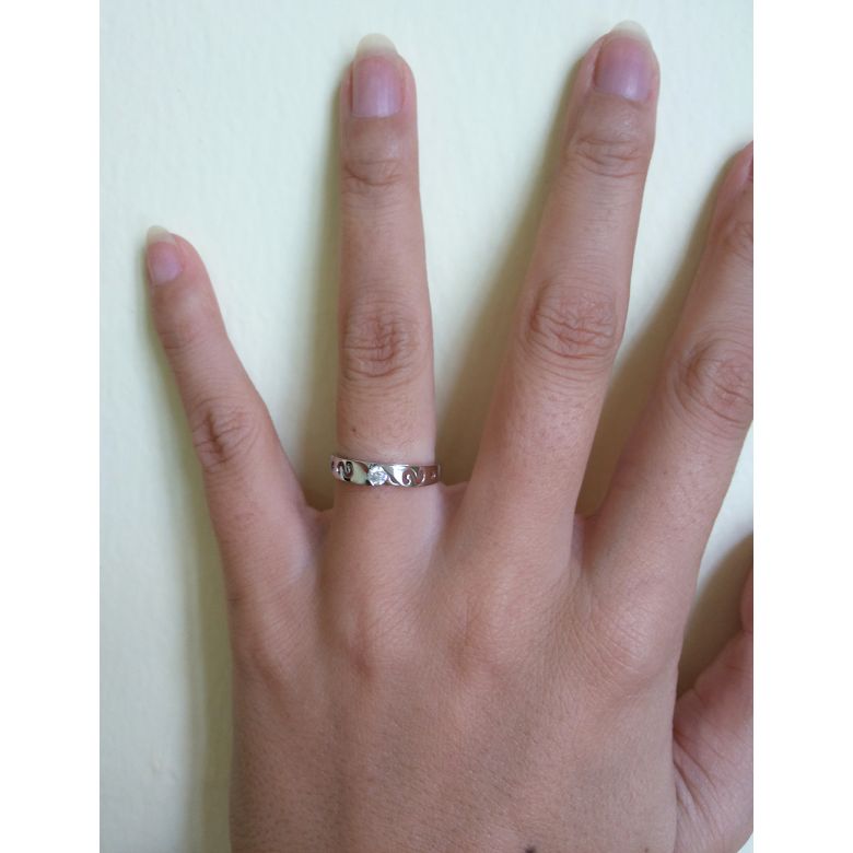 Mon alliance de mariage - Alliance originale or blanc, diamant - Femme - 2