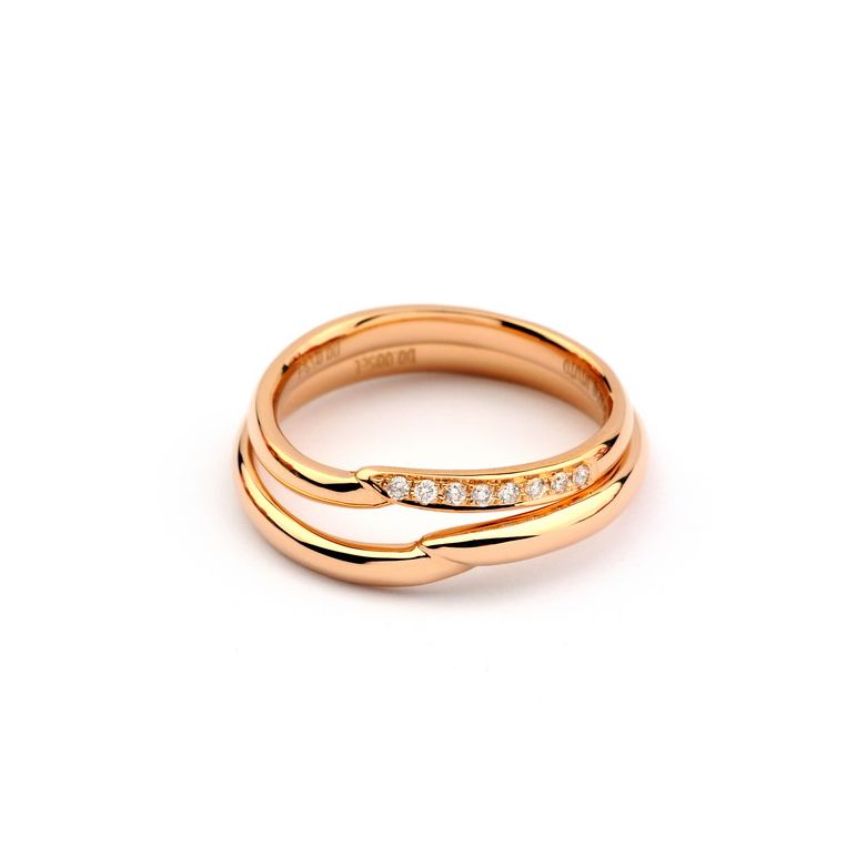 Alliance or rose diamant - Alliance Homme - 3