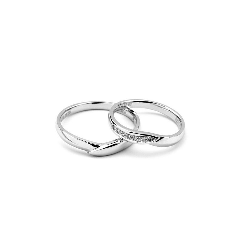 Alliances Duo Charlotte & Yvan - Or Blanc & Diamants - 6