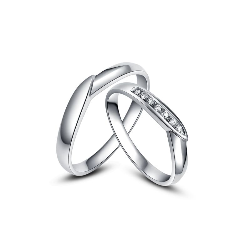 Alliances Duo Charlotte & Yvan - Or Blanc & Diamants - 1