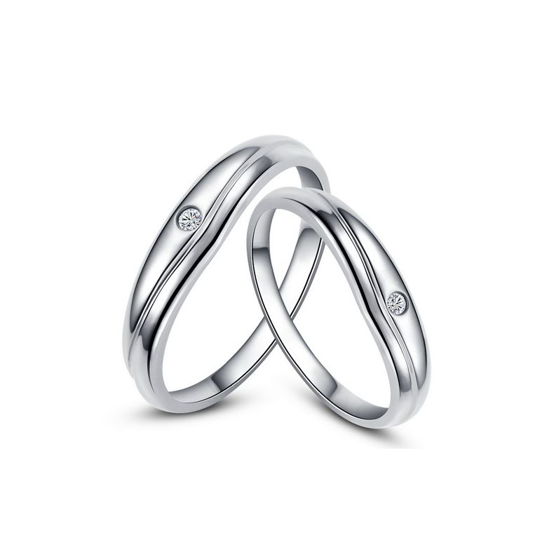 Modèles alliances mariage - Alliances duo classiques - Or blanc, diamants - 1