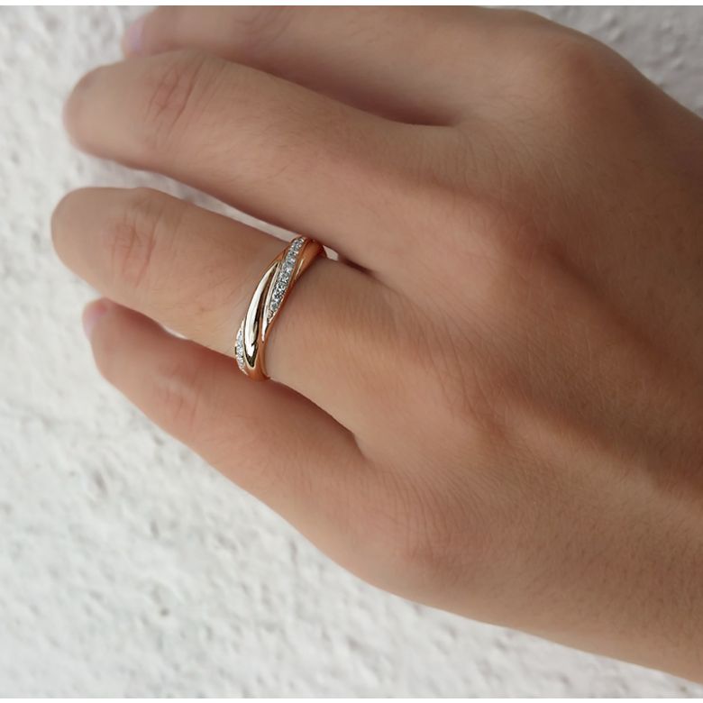 Alliance diamants mouvement du coeur. Puissance des sentiments. Or rose | Aurora - 2