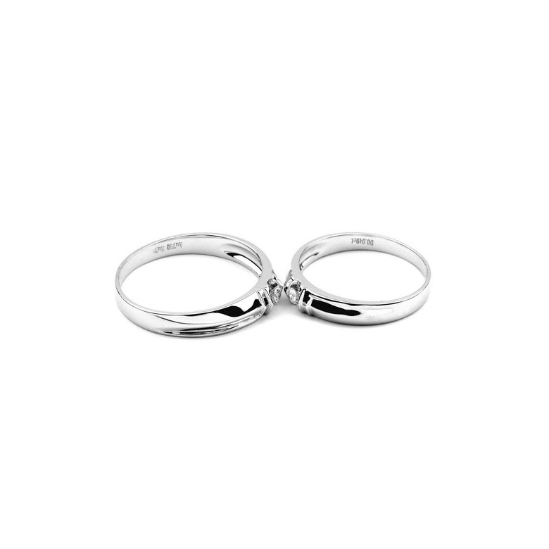 Alliances solitaires sophistiqués. Alliances duo. Or blanc, Diamants | Constance & Schubert - 4