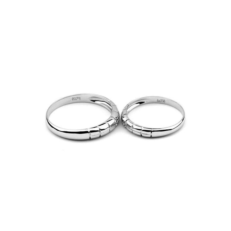 Alliances duo mariage - Quadrillage - Or blanc 750/1000, diamants - 2