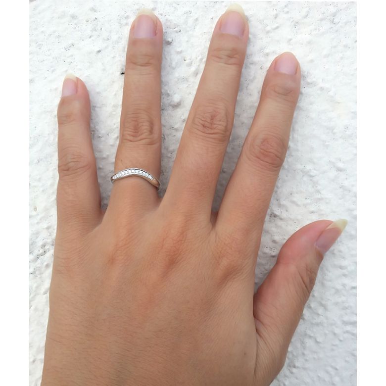 Alliances ondulées or blanc - Alliances Duo avec diamants - 5