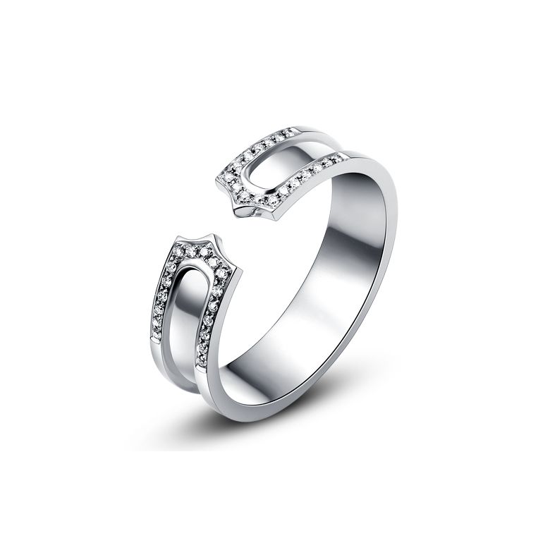 Alliance platine originale - Anneau discontinu pour Elle - Diamants | Sima - 1