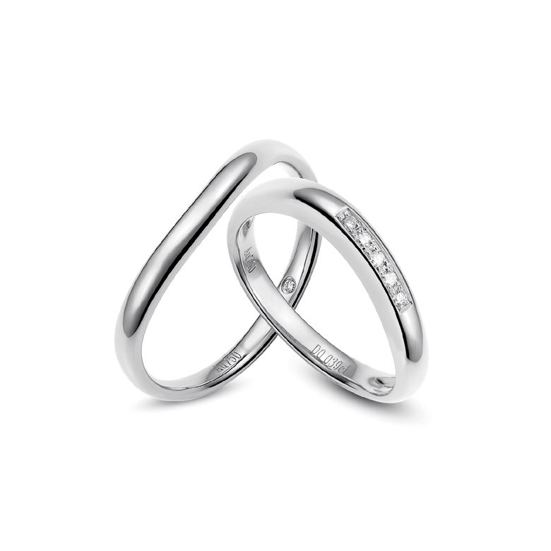 Alliance Femme. Platine. Diamants 0.040ct - 5