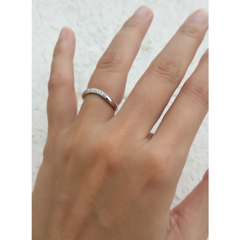 Alliance Femme. Platine. Diamants 0.040ct - 2