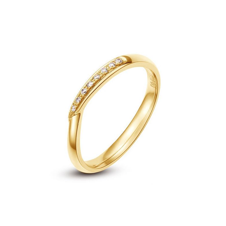 Alliance bague facettée - Alliance diamant Femme - Or jaune - 1